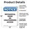 Signmission Mechanical Room No Unauthorized Access OSHA Notice Sign, Plastic, 12in W x 18in L, 2PK OS-2PACK-NS-P-1218-V-15950 - alternate 2